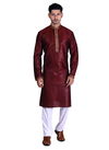Maroon Coloure Pure Art Silk Embroidery Work Fancy Party Wear Kurta Pajama 2008